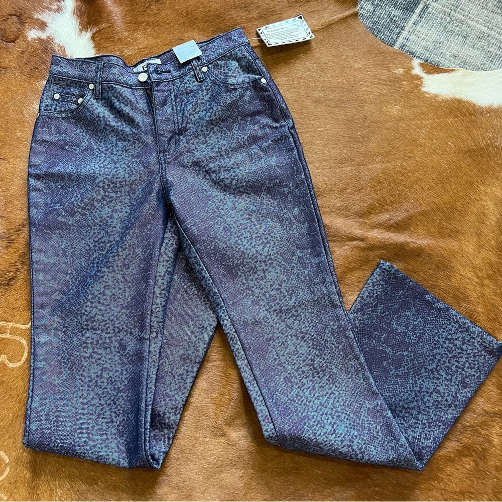 Vintage Rampage R Wear Clothing Co Woman’s Jeans Size 7 Purple Python Print